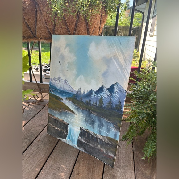 Vintage Oil Painting Edward Currier Nature Scene Mountain View 18”x24” Wall Art - Picture 3 of 10